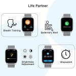 Popglory Smart Watch Call Receive/Dial, 1.85'' Smartwatch with AI Voice Control, Blood Pressure/SpO2/Heart Rate Monitor, Fitness Tracker Watch with 2 Straps for Men & Women iOS & Android Phones - Image 4